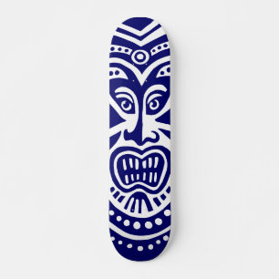 Skate Tiki Mask Style - Marinho sobre madeira