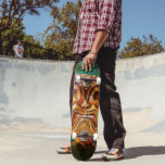 Skate Tiki Time Legal Frio Fierage Vintage Retro Tropica<br><div class="desc">Hora de Tiki. Prepare-se para abraçar seu tiki interior nas ruas da cidade sempre que você usa este skate de fotos bonitinho, divertido, feroz e vintage de madeira tiki havaiana aflita. Faz uma declaração legal e divertida toda vez que você surf o pavimento. Faz um presente de excelente para alguém...</div>