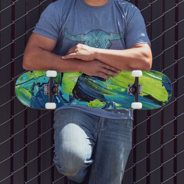 Skate Tinta Acrílica Abstrata em Azul (Ao ar livre 3)