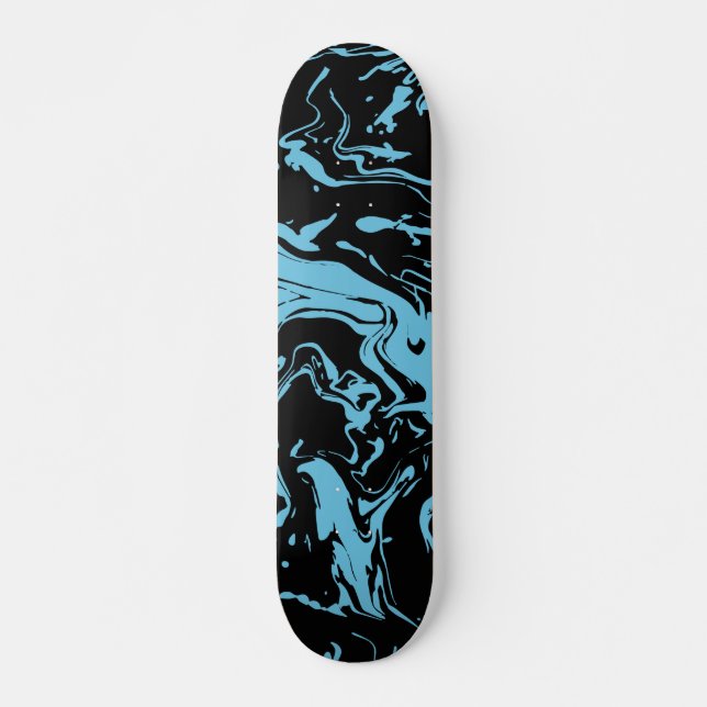 Skate Tinta azul e abstrato de espiral preto (Frente)