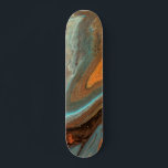 Skate Tinta de Mármore Líquido com Abstrato Moderno<br><div class="desc">Esta design moderna apresenta uma dor rústica no mármore líquido em tons laranja,  lacrados e marrons #marble #liquidart #orange #teal #marrom #rustic #giftsforboys #giftsforhim #giftsforhim #giftsforhim #feminine #cligifts #skate #skateboard #skateboard #outdoor #esportivos #giftsforhim #legal #fashion #fashion #custom design #personalizado #natristmas #aniversários</div>