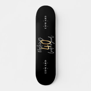 Skate Tipografia moderna em preto e dourado 40º aniversá