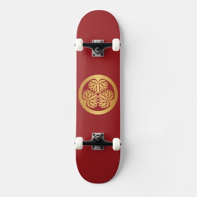 Skate Tokugawa Aoi Japonês Mon Family Crest Dourado em R (Frente)