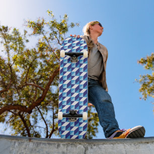 Skate Tons Retrô de Triângulos Geométricos Azuis