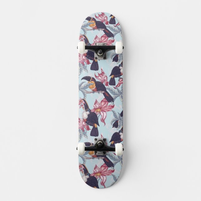 Skate Toucans com flores exóticas (Frente)