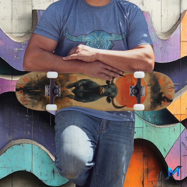 Skate Touro de Wall Street Sob Pôr do Sol Ardente, Poder (Criador carregado)