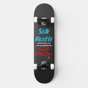 Skate Trabalho Lateral vs. Dança Grind Neon Azul Texto