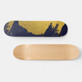Skate Traços Dourados falsos com fundo azul Marinho