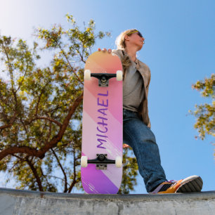 Skate Traços Legal do Pincel Roxo do Nome Personalizado