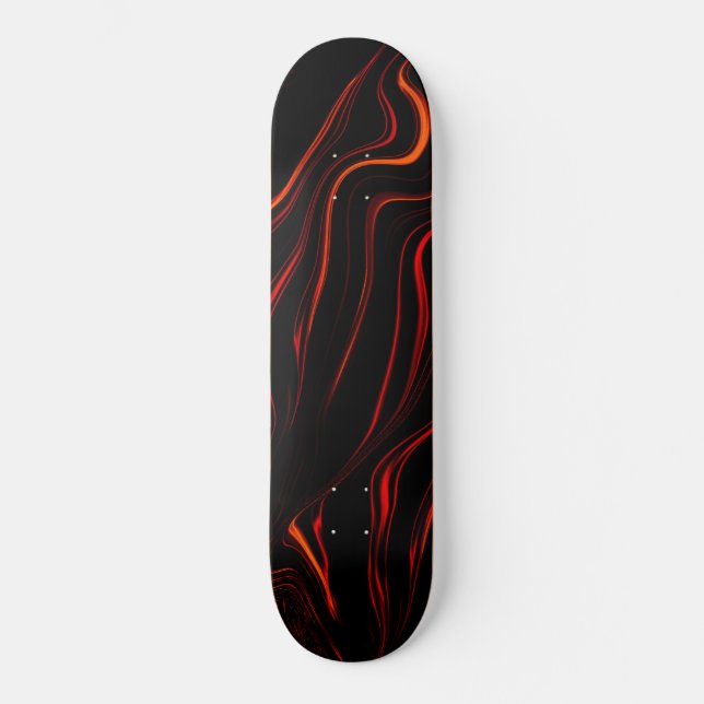 Skate Traços longos vermelhos ondulados sobre fundo pret (Frente)