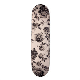 Skate Trendy Chic White & Black Vintage Elegante Floral