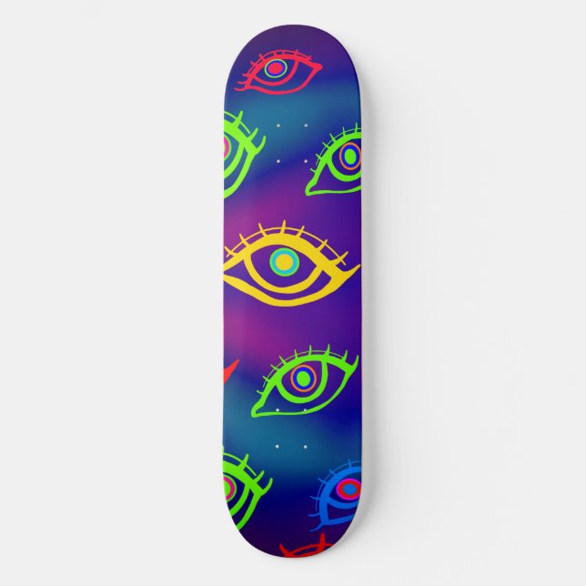 Skate Trendy Neon Colorful Eyes Patterno (Frente)