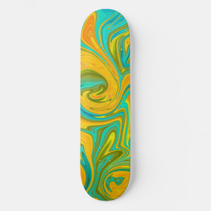 Skate Trendy Neon Yellow Orange Abstrato Swirl