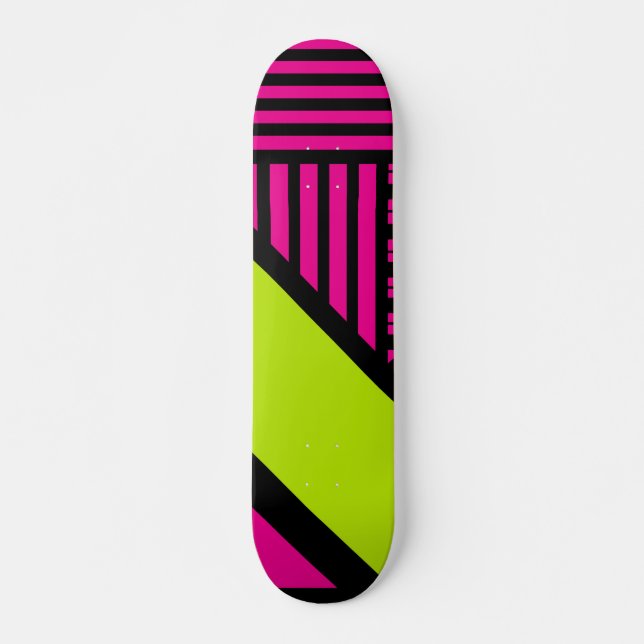 Skate Triângulo Stripes em Verde limão, rosa quente e pr (Frente)