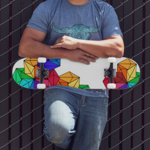 Skate Triângulos do Cubo Arco-Íris 3D Brilhante em Branc