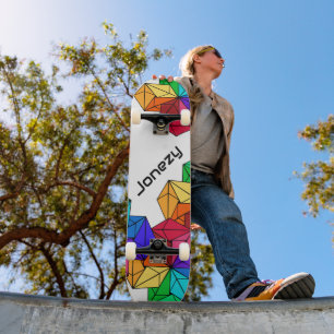 Skate Triângulos do Cubo Arco-Íris Brilhante 3D em Branc