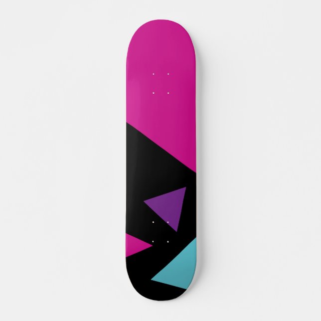 Skate Triângulos em rosa, roxo, azul e preto (Frente)