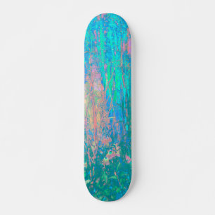 Skate Trippy Aqua Nascer do Sol com Flores Psicodélicas
