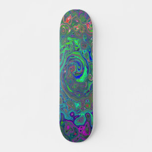Skate Trippy Chartreuse e Blue Retro Liquid Swirl