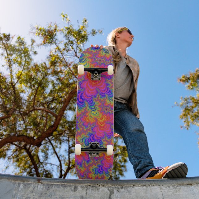 Skate Trippy Funky Ousado Vibrante Arco-íris Abstrato Fr (Ao ar livre 1)