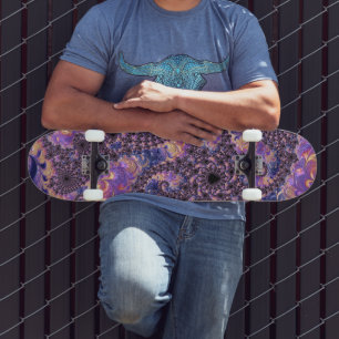 Skate Trippy Groovy Boho Colorida Jewel Tone Arte Fracta