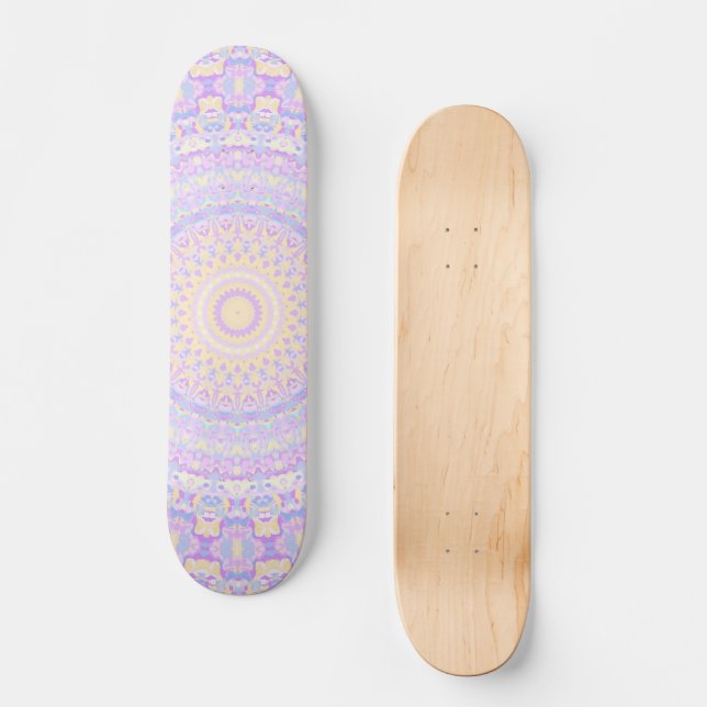 Skate Trippy Groovy Boho Colorido Pastel Hippie Mandala (Frente)