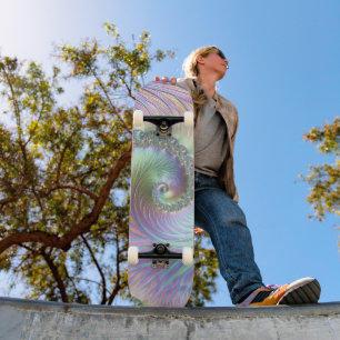 Skate Trippy Groovy Pastel Arco-Íris Espiral Arte Fracta