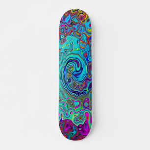Skate Trippy Sky Blue Abstrato Retro Liquid Swirl