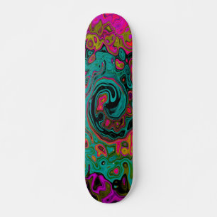 Skate Trippy Turquoise Abstrato Retro Liquid Swirl