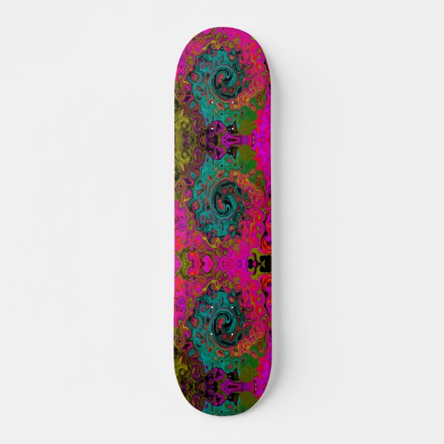 Skate Trippy Turquoise Abstrato Retro Liquid Swirl (Frente)