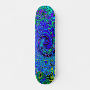 Skate Trippy Violet Blue Abstrato Retro Liquid Swirl