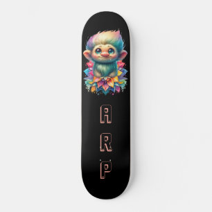 Skate *~* Troll AP89 Hippie Neon Black Initials Flower