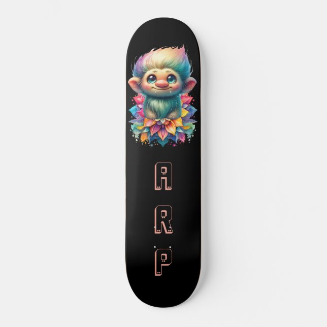 Skate *~* Troll AP89 Hippie Neon Black Initials Flower (Frente)