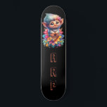 Skate *~* Troll AP89 Hippie Neon Whimsical Cute Inicial<br><div class="desc">(Pesquise o código AP89 para itens de Troll e AP88 para itens de tema medieval ) Transferência fácil para outros produtos Zazzle. Skateboard de fundo BLACK. O Hippie NEON é o pop Personalizar / Personalizar suas INICIAIS / MONOGRAM. Engraçado, Troll de Cabelo Longo. Brincadeira Brincadeira Brilhante Brilhante Brilhante, cor de...</div>