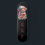 Skate *~* Troll AP89 Hippie Neon Whimsical Cute Inicial<br><div class="desc">(Pesquise o código AP89 para itens de Troll e AP88 para itens de tema medieval ) Transferência fácil para outros produtos Zazzle. Skateboard de fundo BLACK. O Hippie NEON é o pop Personalizar / Personalizar suas INICIAIS / MONOGRAM. Engraçado, Troll de Cabelo Longo. Brincadeira Brincadeira Brilhante Brilhante Brilhante, cor de...</div>