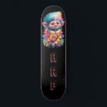 Skate *~* Troll Floral Sweet AP89 Iniciais Neon Rainbow<br><div class="desc">(Pesquise o código AP89 para itens de Troll e AP88 para itens de tema medieval ) Transferência fácil para outros produtos Zazzle. Skateboard de fundo BLACK. O brilhante Neon Rainbow colorido apenas pop as imagens e LETRAS do TROLL. Personalize / Personalize suas INICIAIS / MONOGRAM. Cuta engraçada e engraçada Troll...</div>