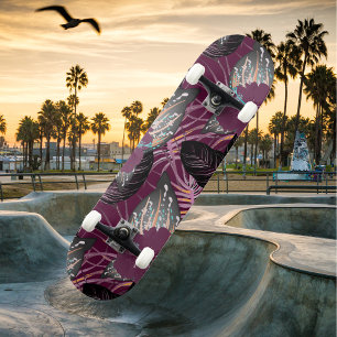 Skate Tropical Burgundy Hibiscus Floral