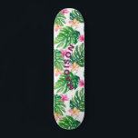 Skate Tropical Floral Moderna Girly Personalizada<br><div class="desc">O Quadro de Skateboard Moderno Floral Tropical Girly Personalizado apresenta um fundo floral tropical colorido moderno com seu nome personalizado em roxo moderno. Personalize editando o texto na caixa de texto fornecida. Elaborado por ©Evco Studio www.zazzle.com/store/evcostudio</div>