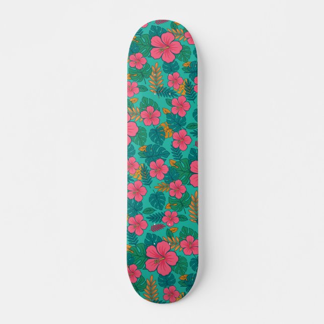 Skate Tropical Hibiscus and Palm Leaf Pattern  (Frente)