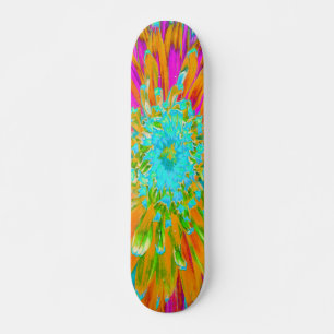 Skate Tropical Laranja e Rosa Quente Decorativa Dahlia