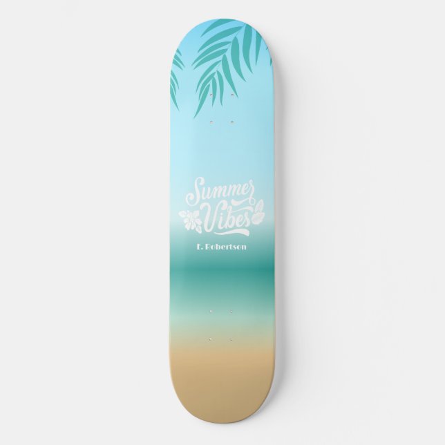 Skate Tropical Ombre Beach Summer Vibes Monograma (Frente)