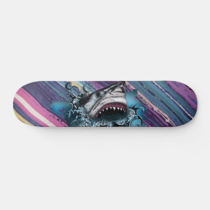 Skate Tubarão de Listra de Onda Suave Arte Abstrata