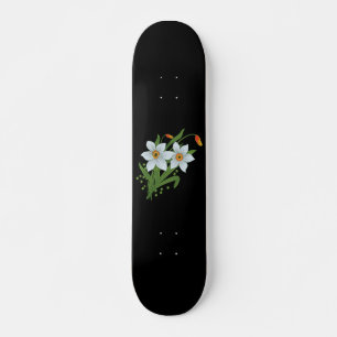 Skate Tulipas e Daffodils Flores Pretas Fundo