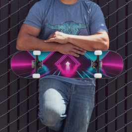 Skate Túnel de Pirâmide Brilhante Synthwave Neon Ficção 