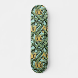 Skate Turquesa Bananas Amarelas Tropicais e Folhas