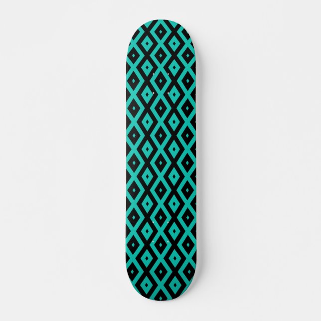 Skate Turquesa e padrão de diamante preto (Frente)