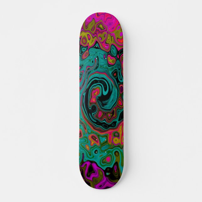 Skate Turquesa Trippy Abstrato Retro Líquido Redemoinho (Frente)