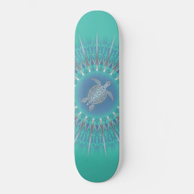 Skate Turquoise Silver Turtle Mandala (Frente)