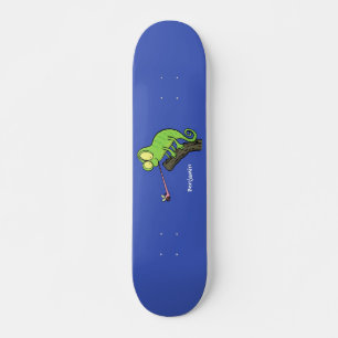 Skate Um desenho animado verde-feliz chameleon lagarto