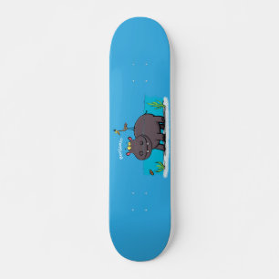 Skate Um hipopótamo engraçado bonito com desenhos animad